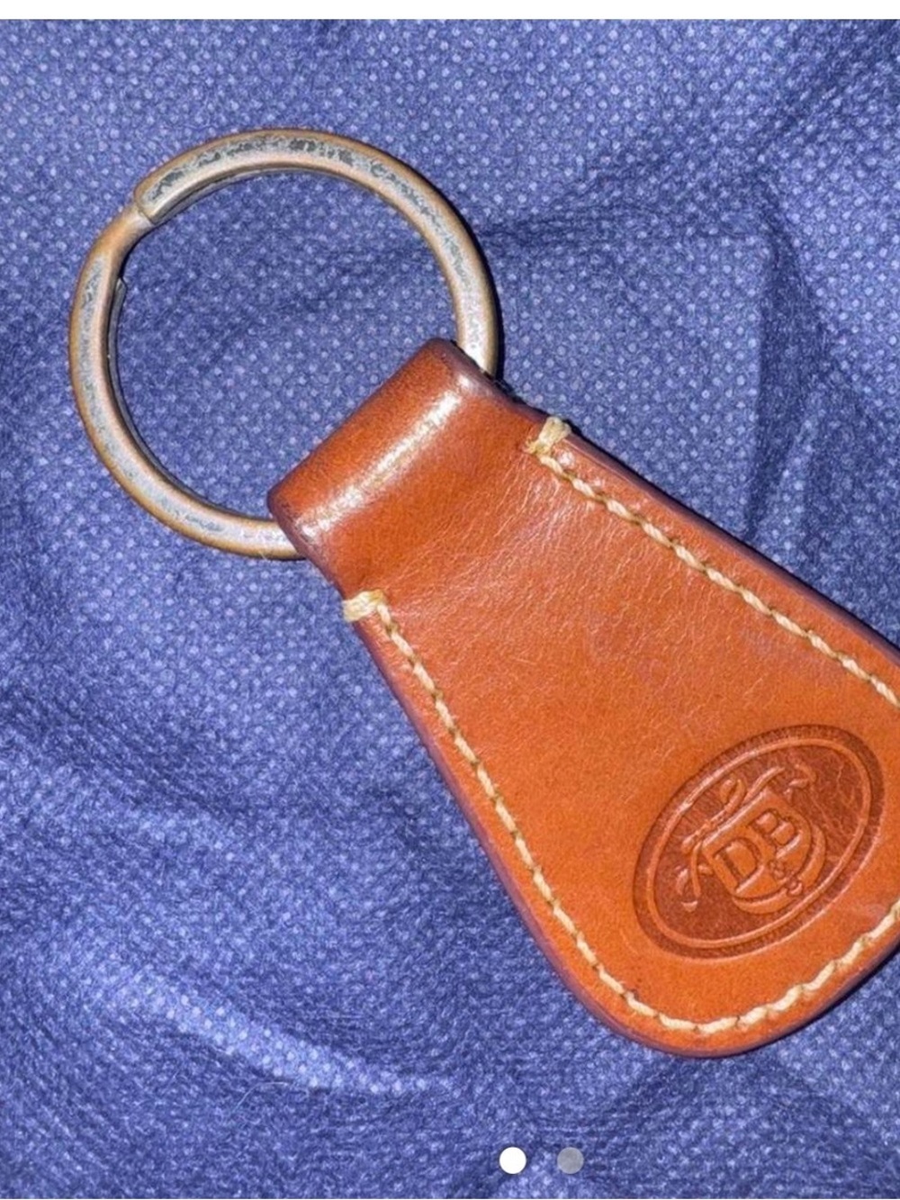 Leather Key Fob with Embossed Logo - Brown